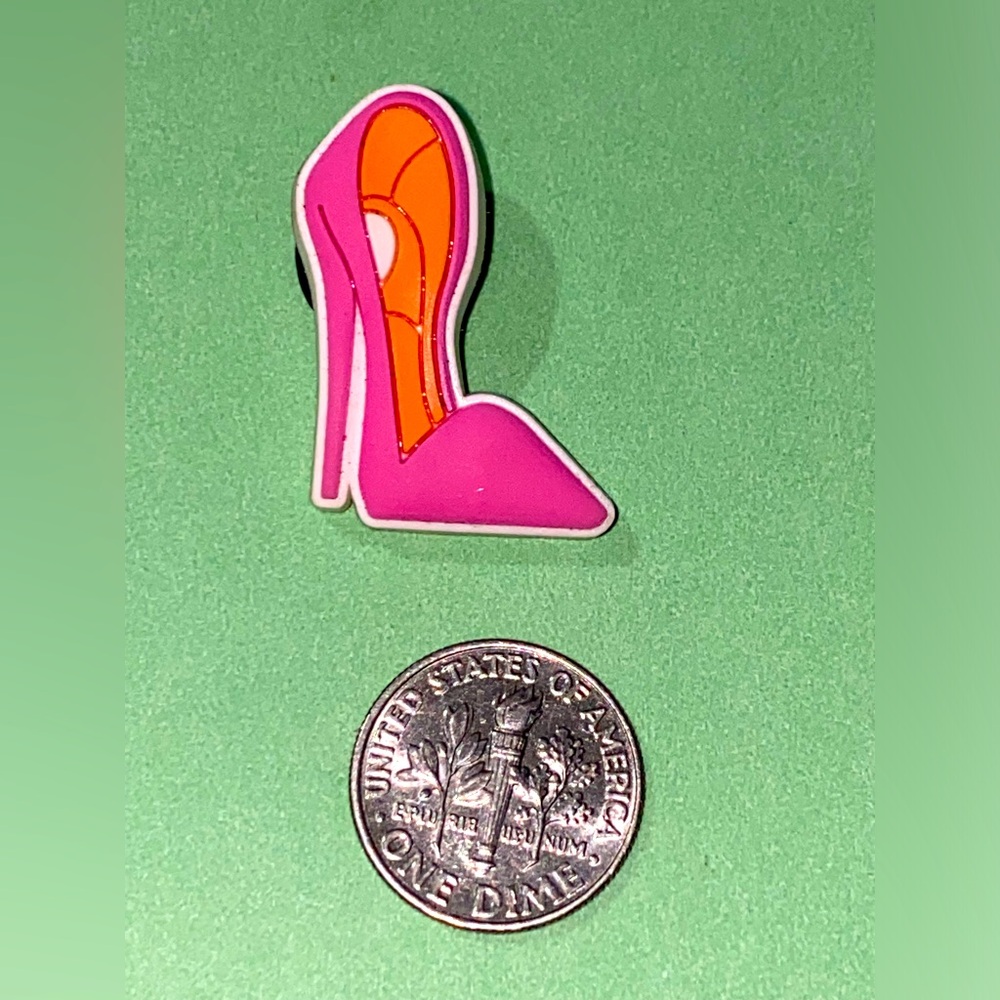 (10 for $15) Woman's Hot Pink High Heels Croc Shoe Charms